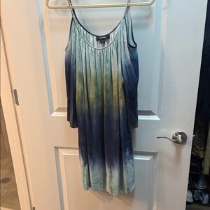Karen Kane off the shoulder Ombre Blue to Green Summer Dress
